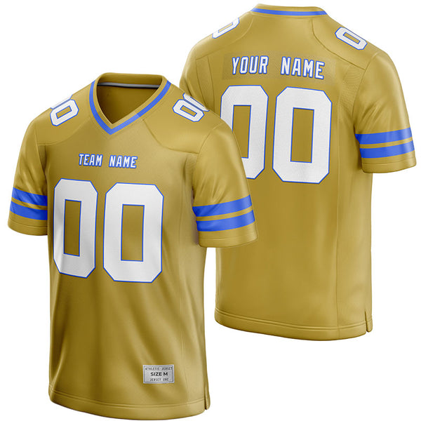 custom gold and blue football jersey