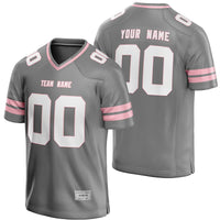custom gray and light pink football jersey thumbnail
