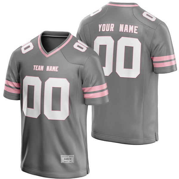 custom gray and light pink football jersey
