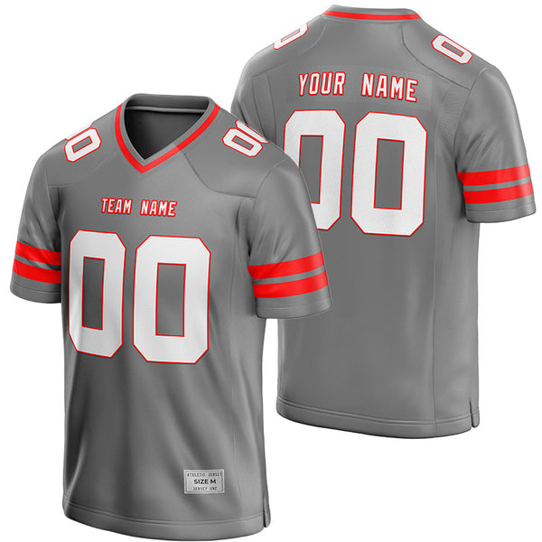 custom gray and red football jersey