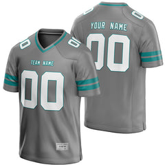 custom gray and teal football jersey