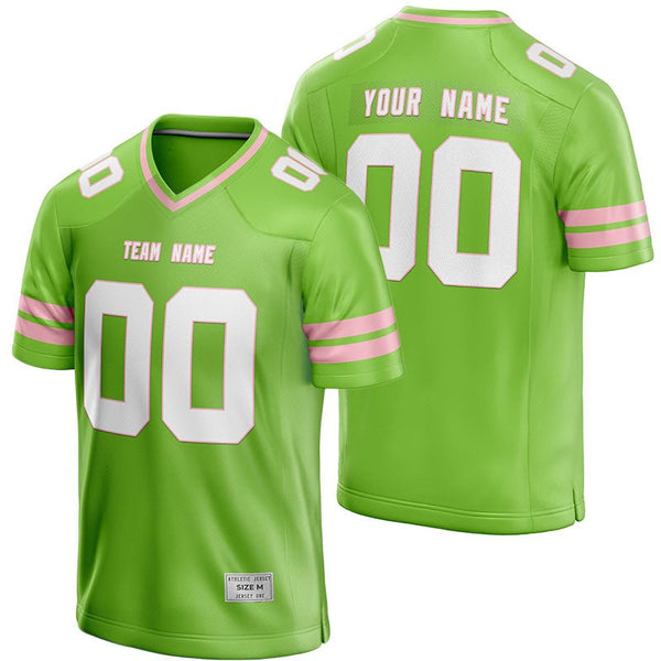 custom green and light pink football jersey