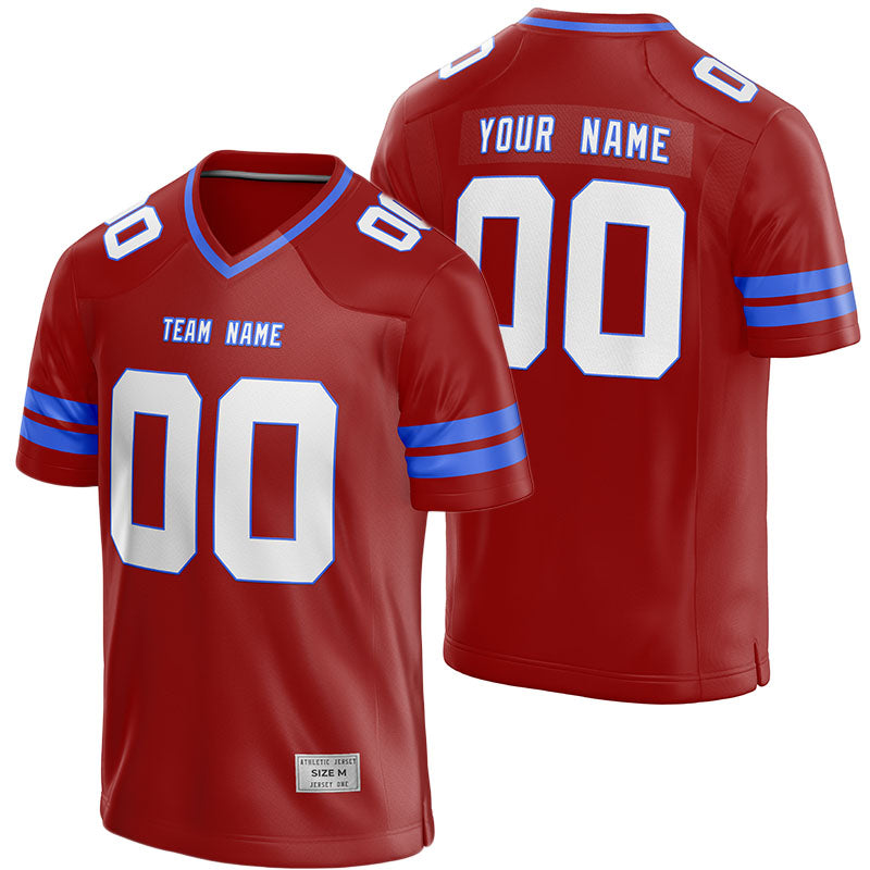 custom maroon and blue football jersey