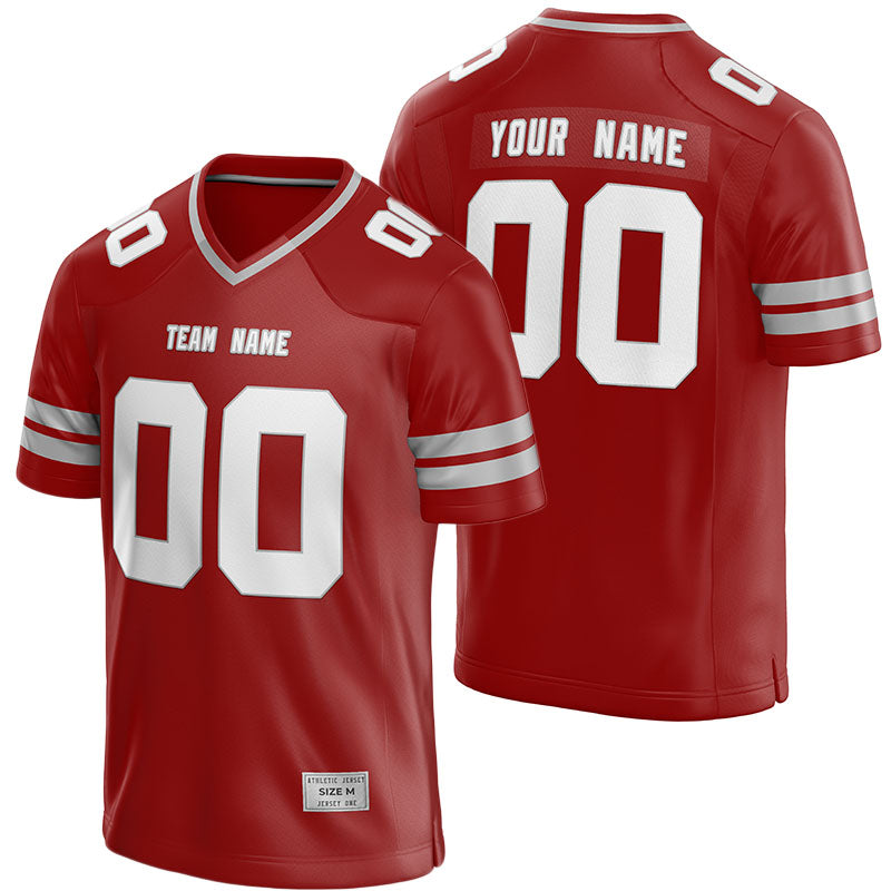 custom maroon and silver football jersey