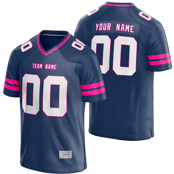 custom navy and hot pink football jersey