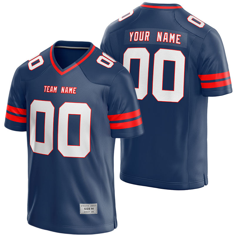 custom navy and red football jersey