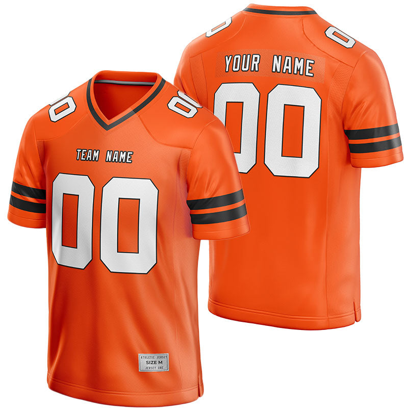 custom orange and black football jersey
