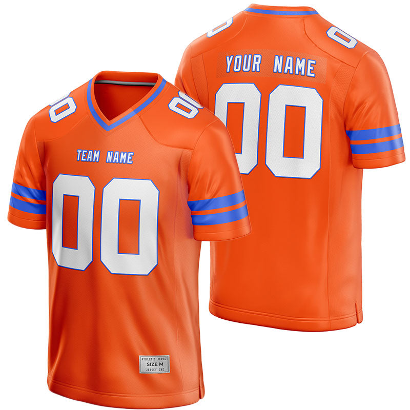 custom orange and blue football jersey