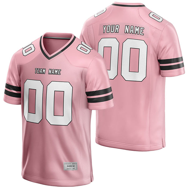 custom light pink and black football jersey