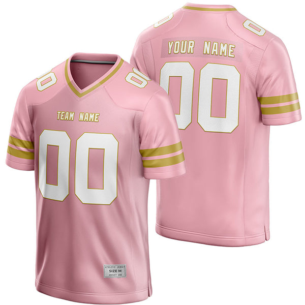 custom light pink and gold football jersey
