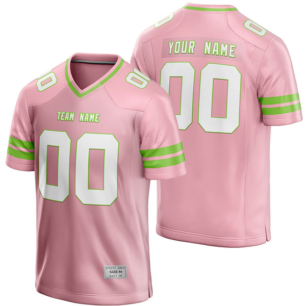 custom light pink and green football jersey