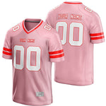 custom light pink and red football jersey thumbnail