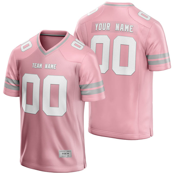 custom light pink and grey football jersey