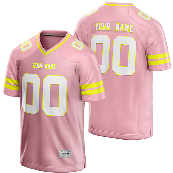 custom light pink and yellow football jersey