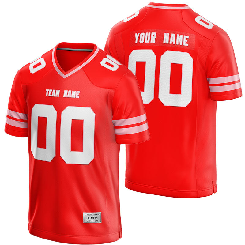 custom red and light pink football jersey