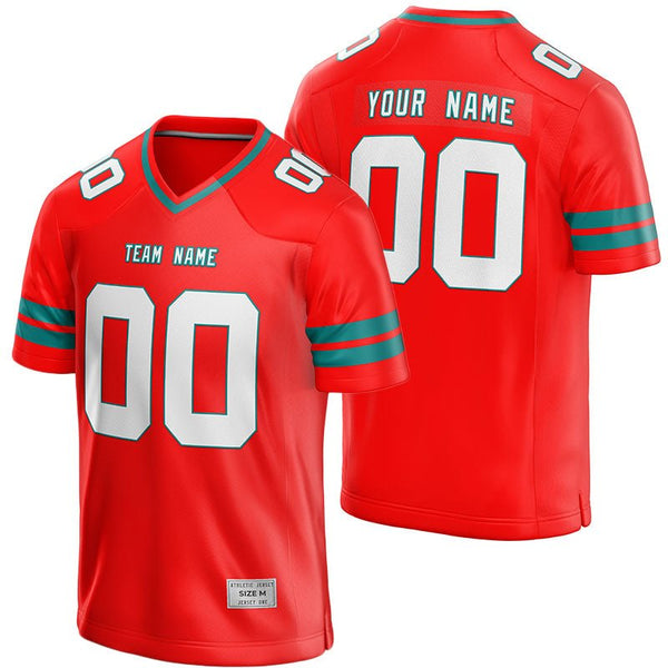 custom red and teal football jersey