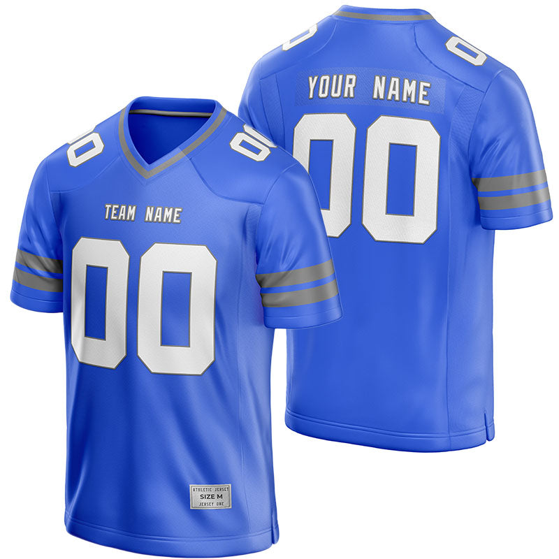 custom blue and grey football jersey