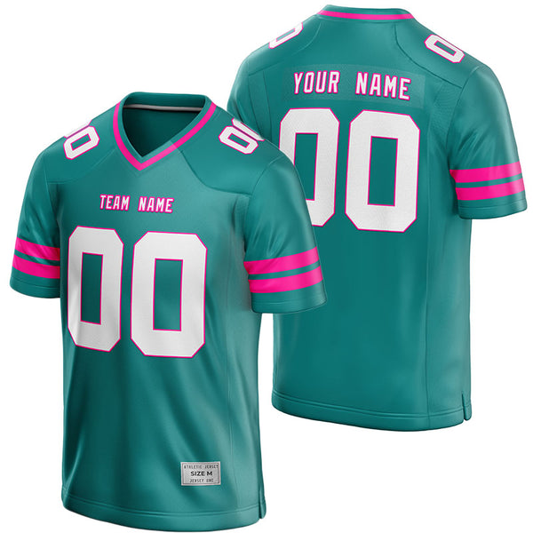 custom teal and hot pink football jersey