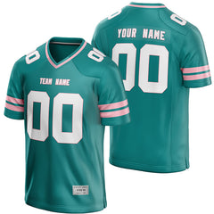 custom teal and light pink football jersey