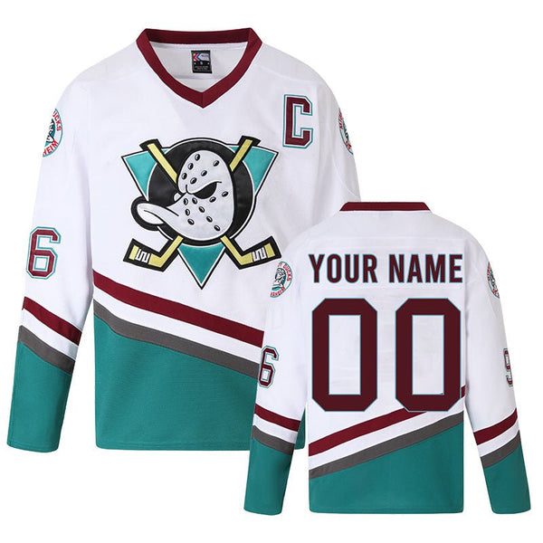 custom mighty ducks jersey white for men and youth