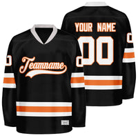 Custom Black and Orange Hockey Jersey thumbnail