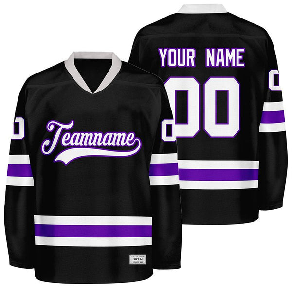 Custom Black and Purple Hockey Jersey