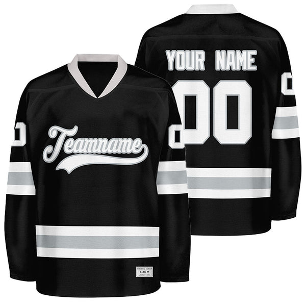 Custom Black and Grey Hockey Jersey