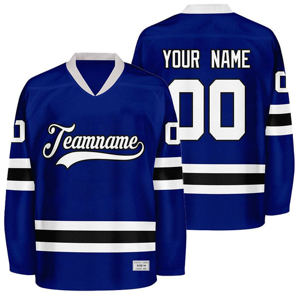 custom blue and black hockey jersey