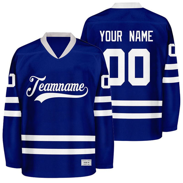 custom blue hockey jersey