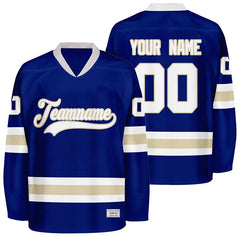 custom blue and desert sand hockey jersey
