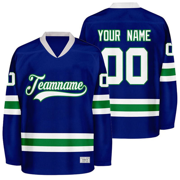 custom blue and green hockey jersey
