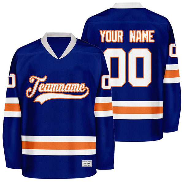 custom blue and orange hockey jersey