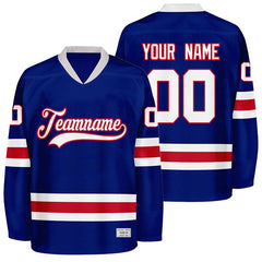 custom blue and red hockey jersey