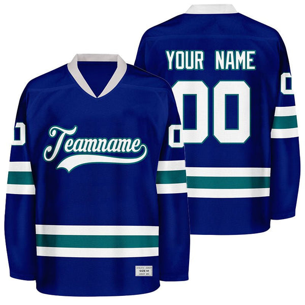 custom blue and teal hockey jersey