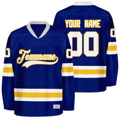 custom blue and yellow hockey jersey