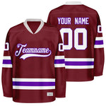 custom burgundy and purple hockey jersey thumbnail