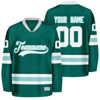 custom green and light blue hockey jersey thumbnail