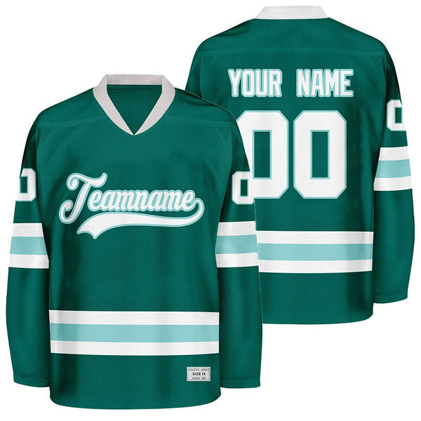 custom green and light blue hockey jersey