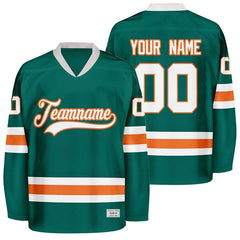 custom green and orange hockey jersey