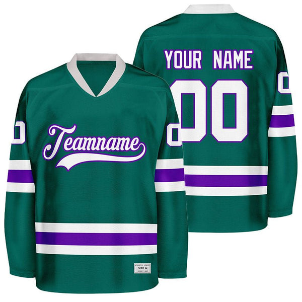 custom green and purple hockey jersey