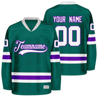 custom green and purple hockey jersey thumbnail