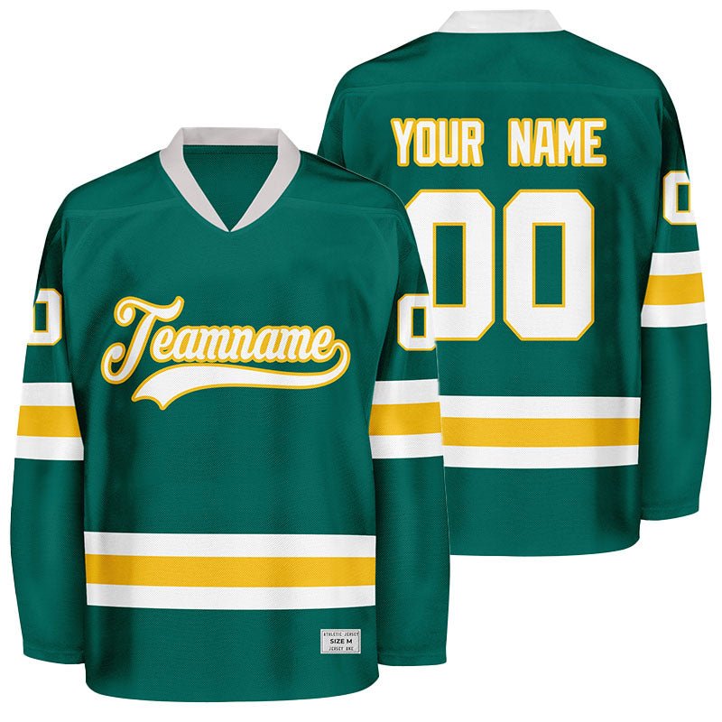 custom green and yellow hockey jersey