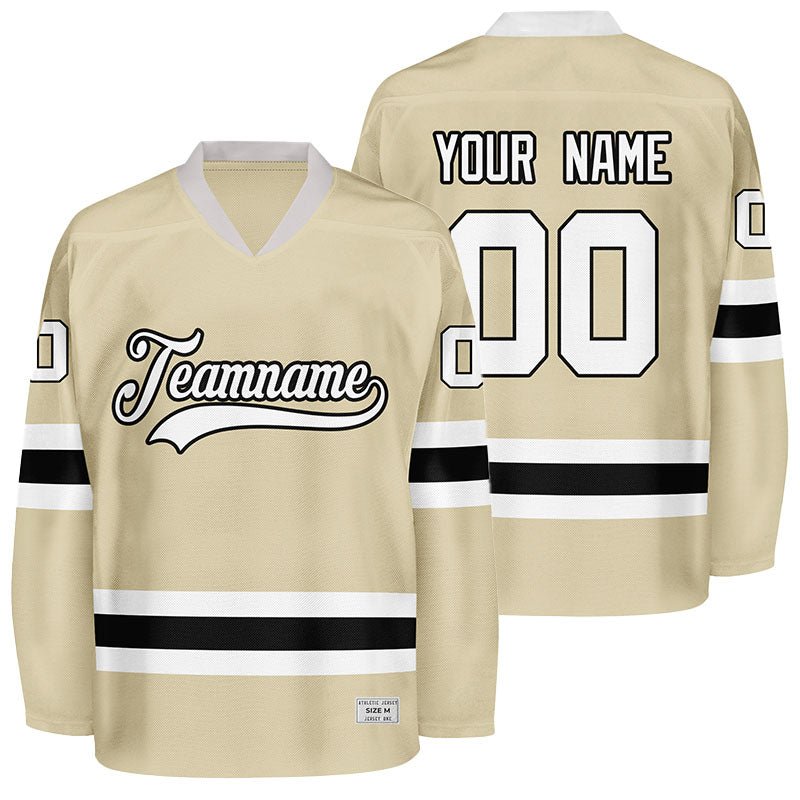 custom desert sand and black hockey jersey