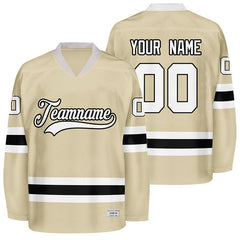 custom desert sand and black hockey jersey