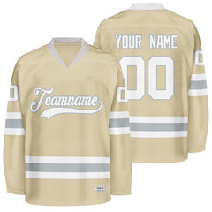 custom desert sand and grey hockey jersey