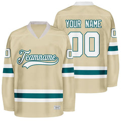 custom desert sand and teal hockey jersey