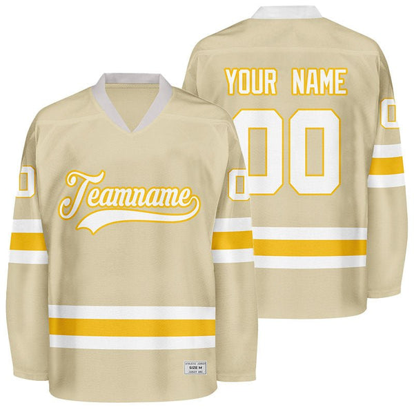 custom desert sand and yellow hockey jersey