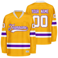 custom gold and purple hockey jersey thumbnail