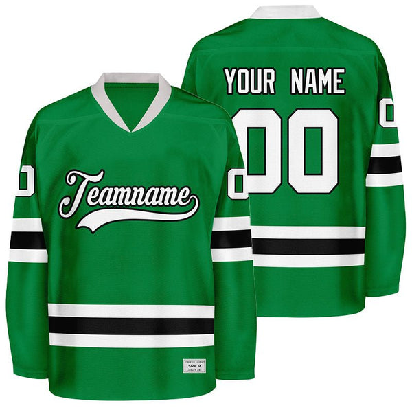custom green and black hockey jersey