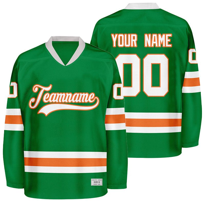 custom green and orange hockey jersey